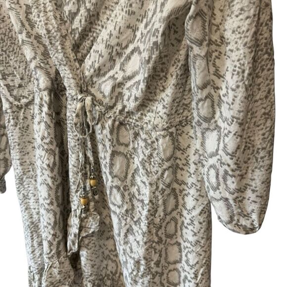 Blue Island Snakeskin Python Print Long Sleeved CoverUp Dress - Picture 2 of 6